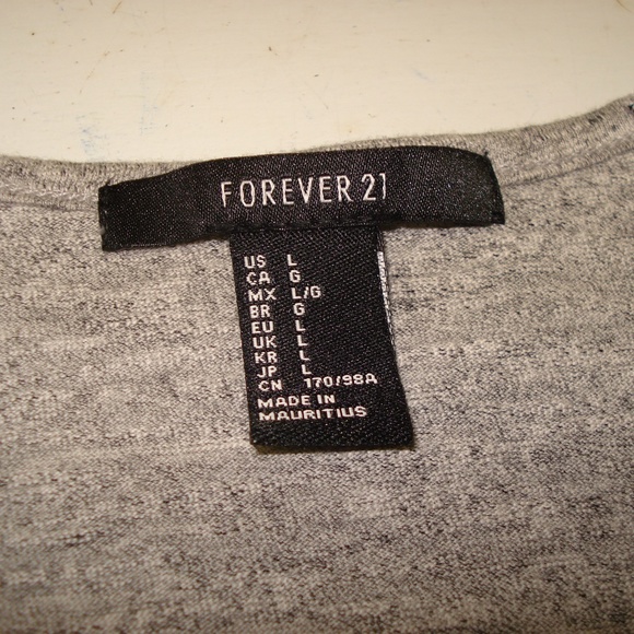 Forever 21 Long Sleeve Gray Shirt with Black Lace - Picture 3 of 6